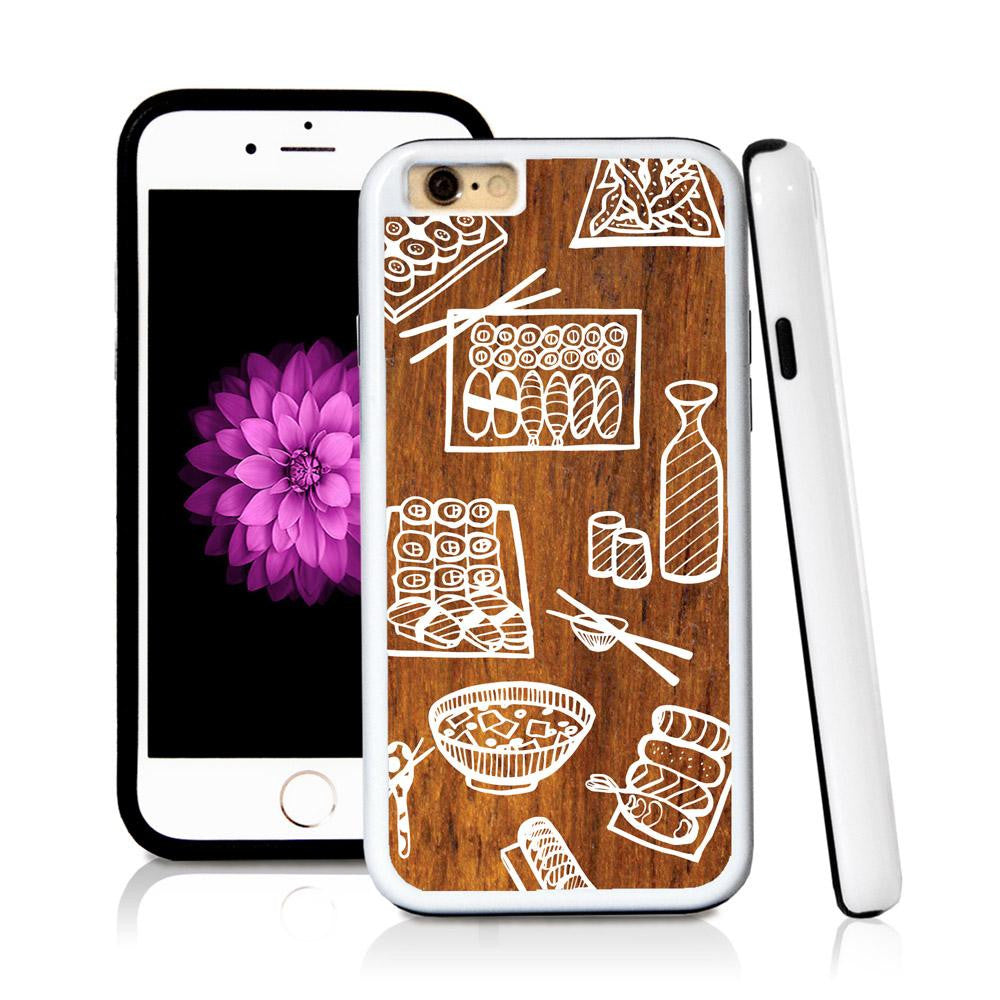 iPhone 6 case Sushi in Wood Texture with hard plastic & rubber protective cover