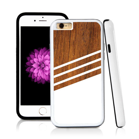 iPhone 6 case Three stripes bottom half in Wood Texture with hard plastic & rubber protective cover