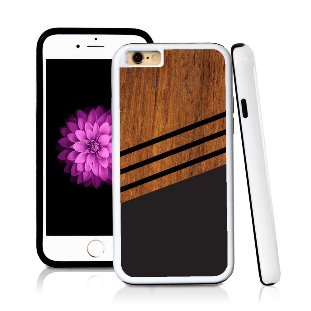 iPhone 6 case Three stripes bottom half in Wood Texture with hard plastic and rubber protective cover