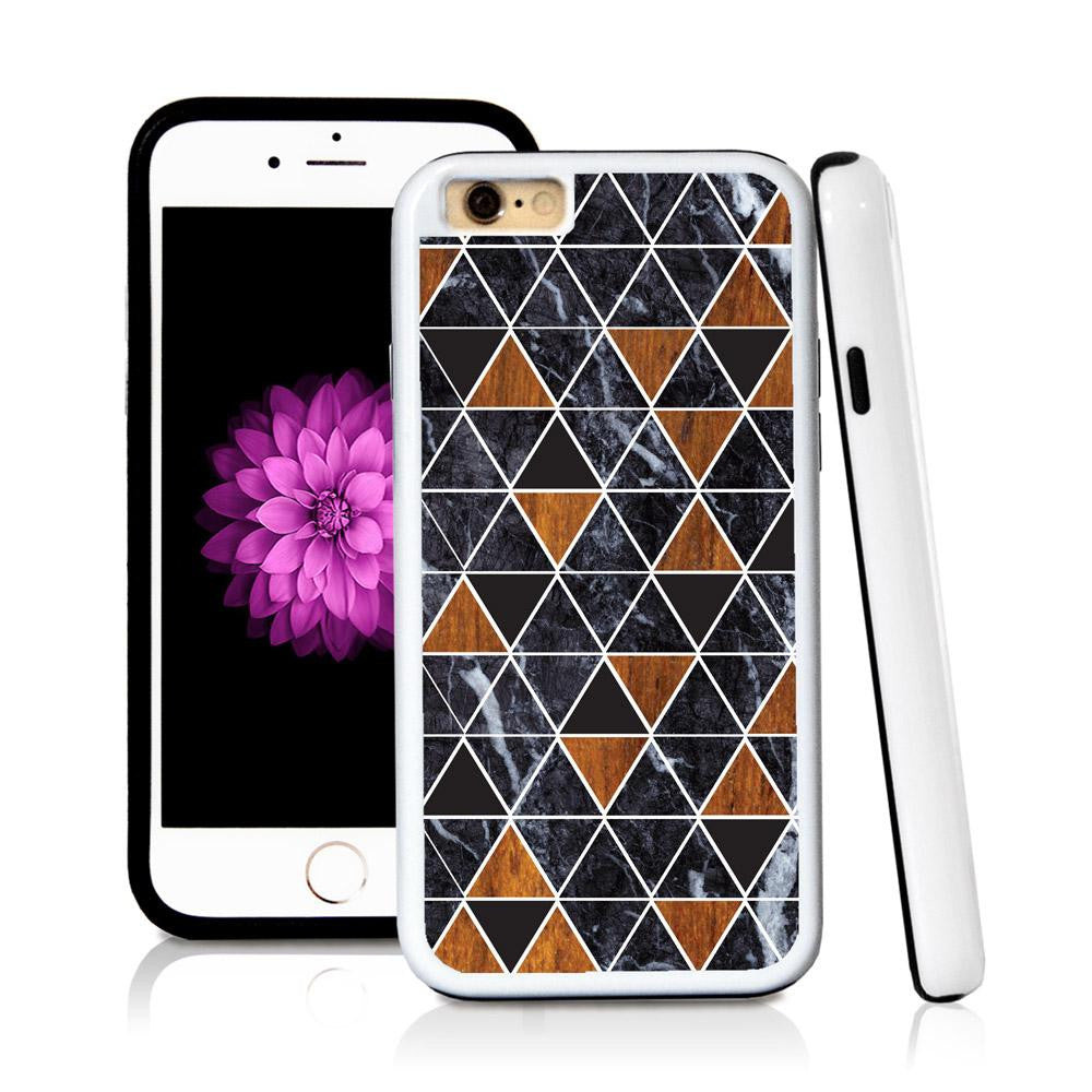 iPhone 6 case Triangle grid pattern in Wood Texture with hard plastic & rubber protective cover