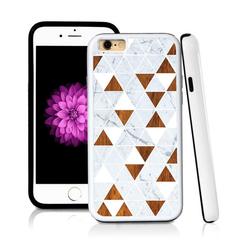 iPhone 6 case Triangle grid pattern white marble in Wood Texture with hard plastic & rubber protective cover