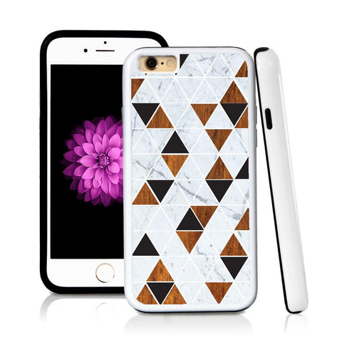 iPhone 6 case Triangle grid pattern white marble in Wood Texture with hard plastic and rubber protective cover