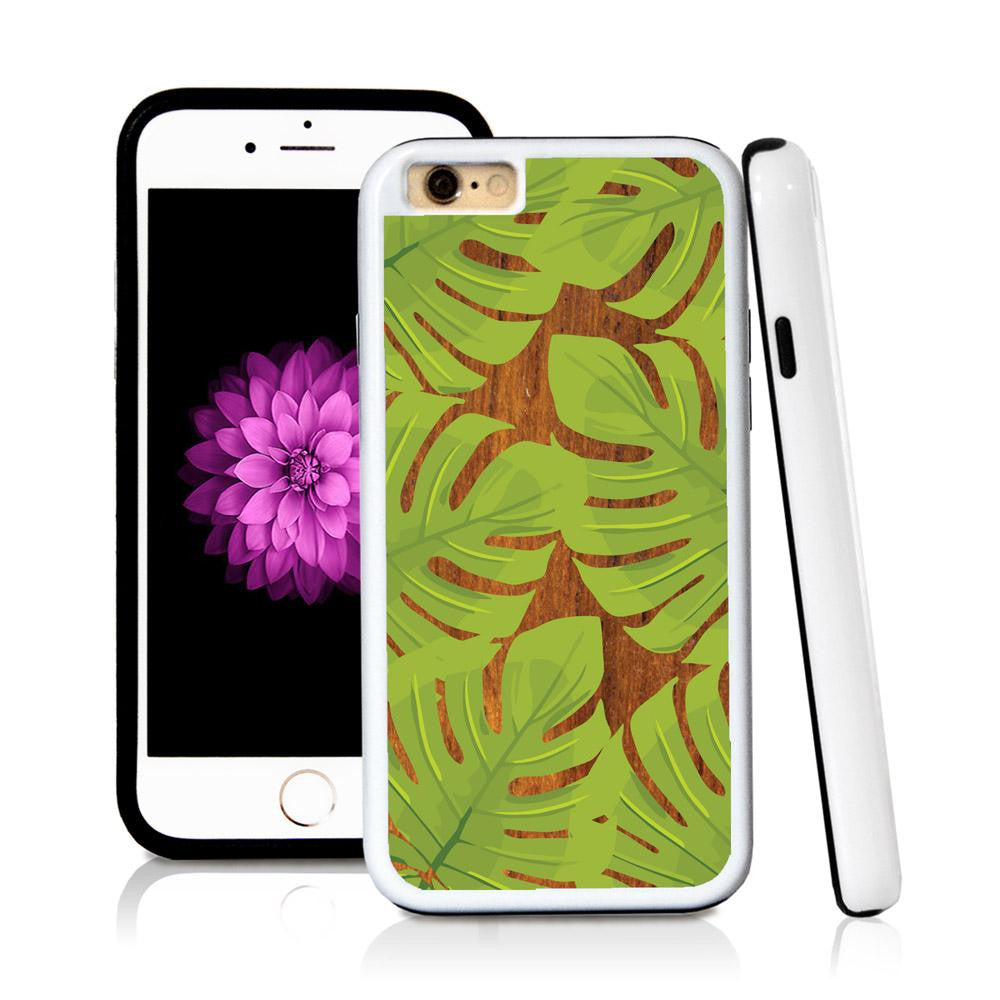 iPhone 6 case Tropical leaves green wide in Wood Texture with hard plastic & rubber protective cover