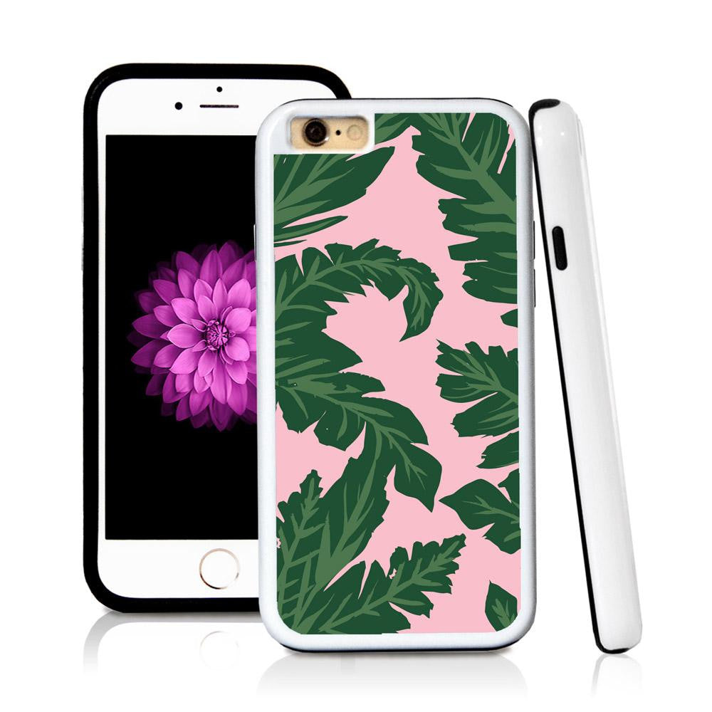 iPhone 6 case Palm leaves green in Light Pink with hard plastic and rubber protective cover