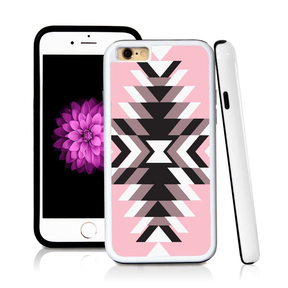 iPhone 6 case Aztec sunrays from middle in Light Pink with hard plastic & rubber protective cover