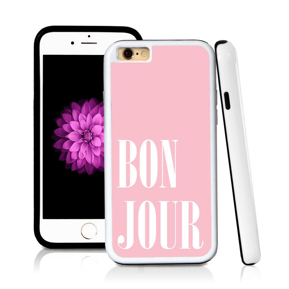 iPhone 6 case Bonjour type in Light Pink with hard plastic & rubber protective cover