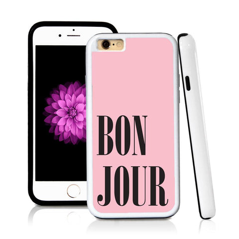 iPhone 6 case Bonjour type in Light Pink with hard plastic and rubber protective cover