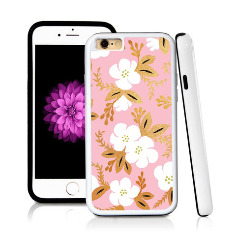 iPhone 6 case Botanical flowers gold white cute in Light Pink with hard plastic & rubber protective cover