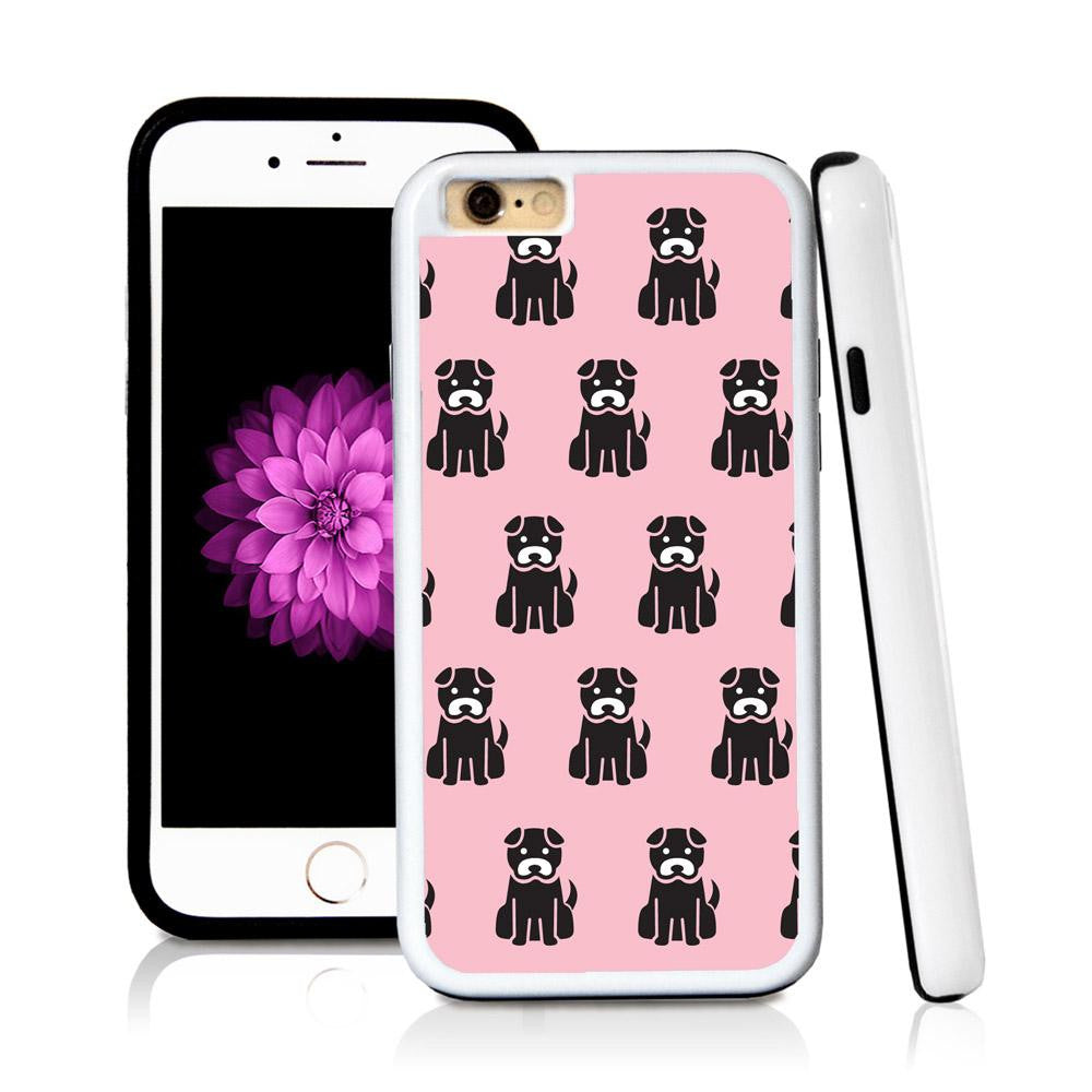 iPhone 6 case Dog sitting in Light Pink with hard plastic and rubber protective cover