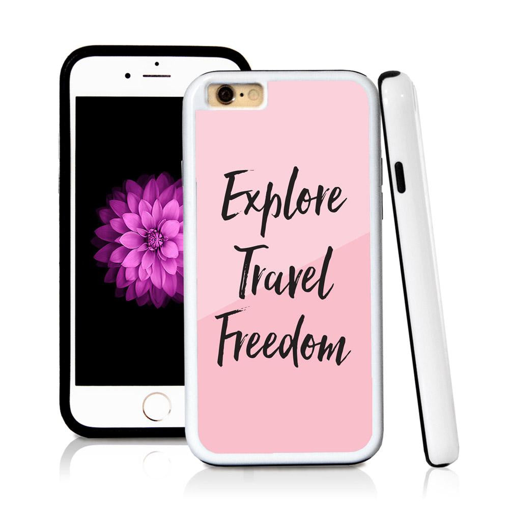 iPhone 6 case Explore travel freedom in Light Pink with hard plastic and rubber protective cover