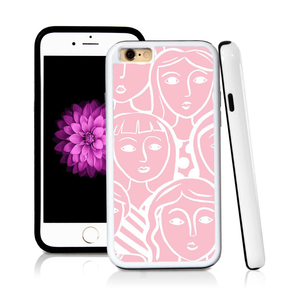 iPhone 6 case Face illustrations in Light Pink with hard plastic & rubber protective cover