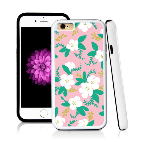 iPhone 6 case Flower cartoony painted green in Light Pink with hard plastic & rubber protective cover