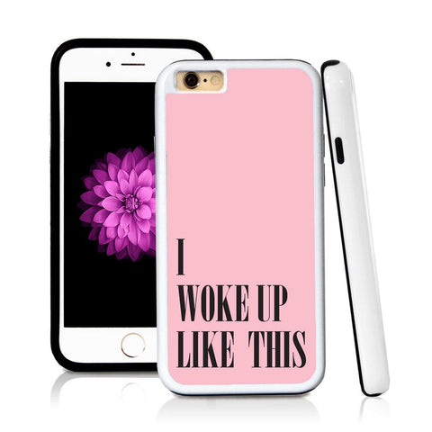 iPhone 6 case I woke up like this in Light Pink with hard plastic and rubber protective cover