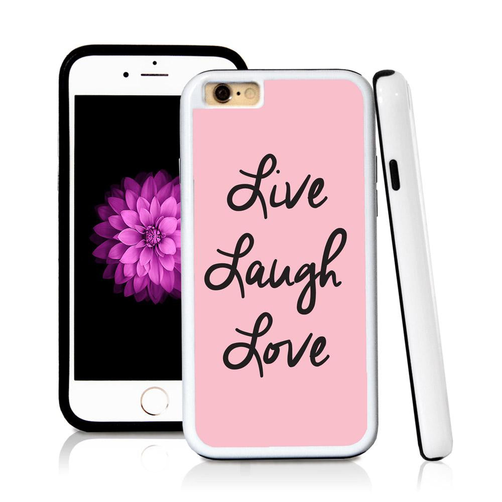 iPhone 6 case Live laugh love in Light Pink with hard plastic and rubber protective cover