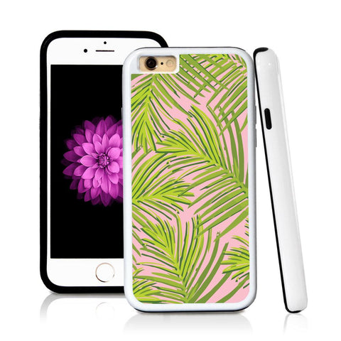 iPhone 6 case Palm leaves green in Light Pink with hard plastic & rubber protective cover