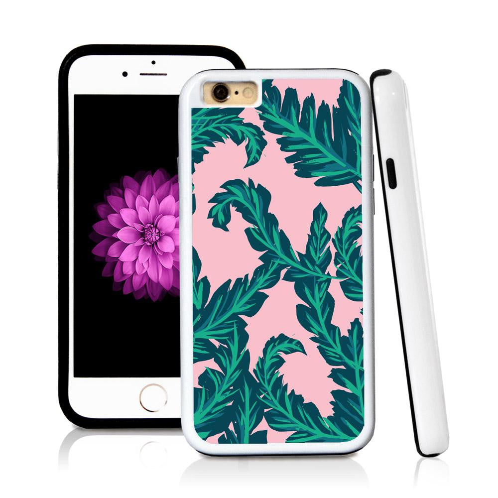 iPhone 6 case Palm leaves turquoise in Light Pink with hard plastic & rubber protective cover