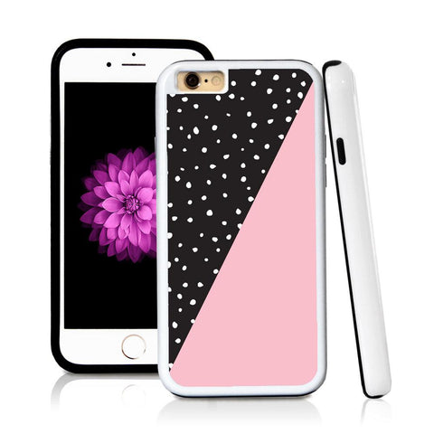 iPhone 6 case Split screen polka dot black in Light Pink with hard plastic & rubber protective cover