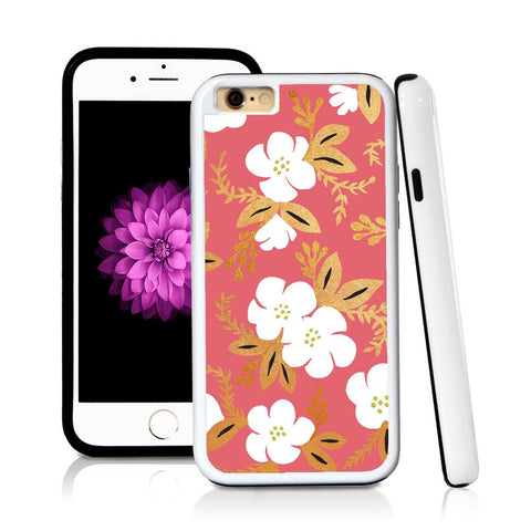 iPhone 6 case Botanical flowers gold white cute in Pink with hard plastic & rubber protective cover