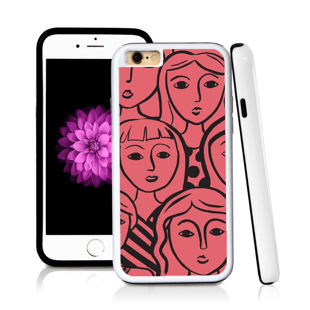 iPhone 6 case Face illustrations in Pink with hard plastic and rubber protective cover