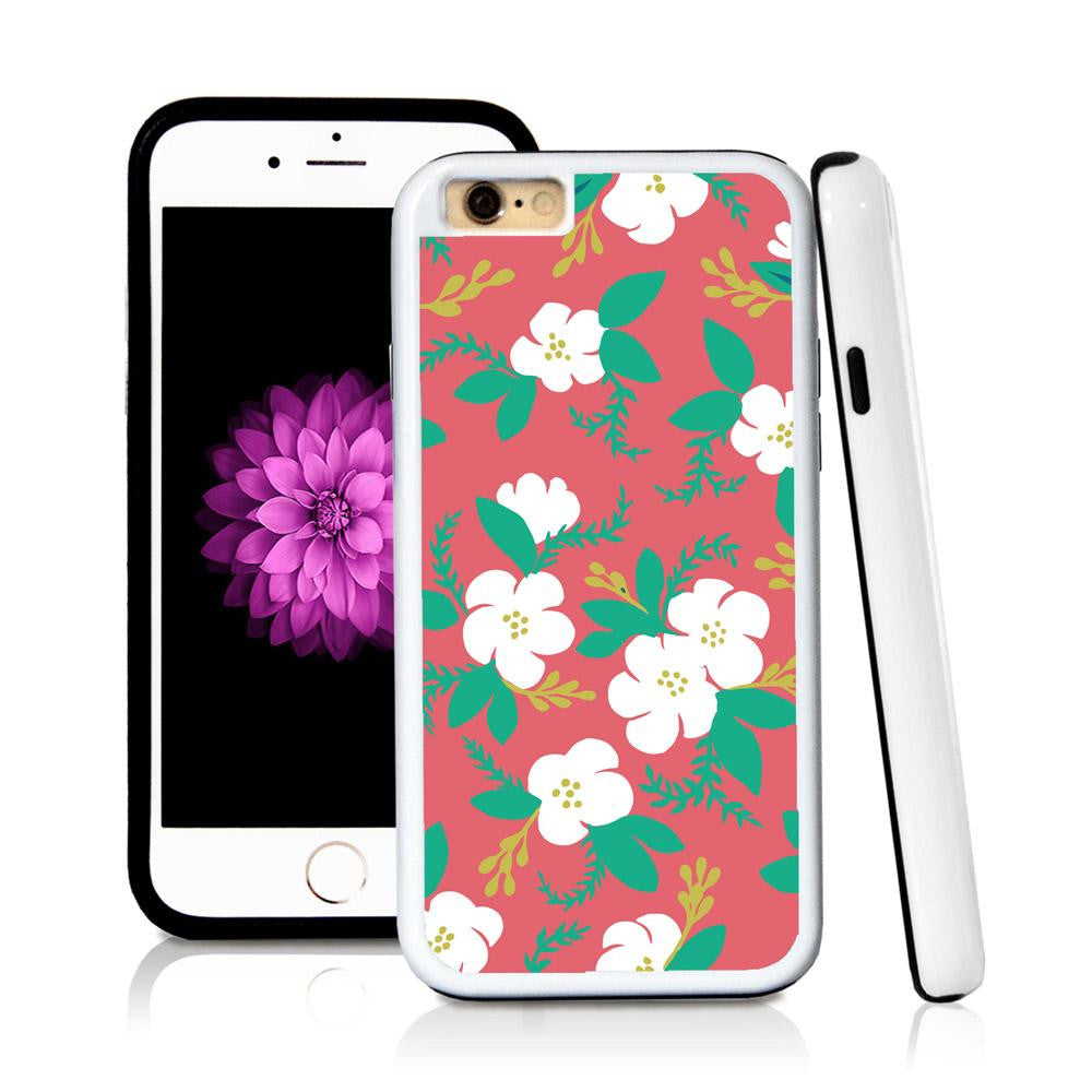 iPhone 6 case Flower cartoony painted green in Pink with hard plastic & rubber protective cover