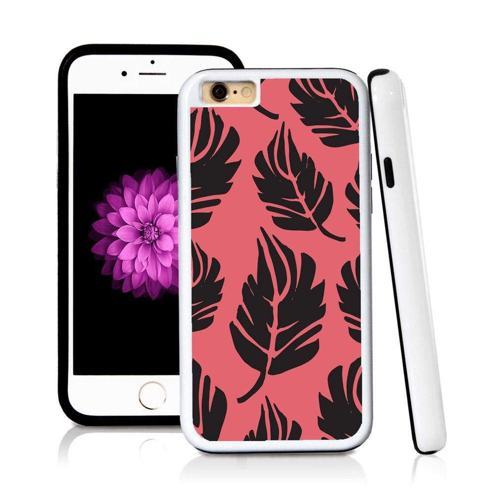 iPhone 6 case Large leaves in Pink with hard plastic and rubber protective cover