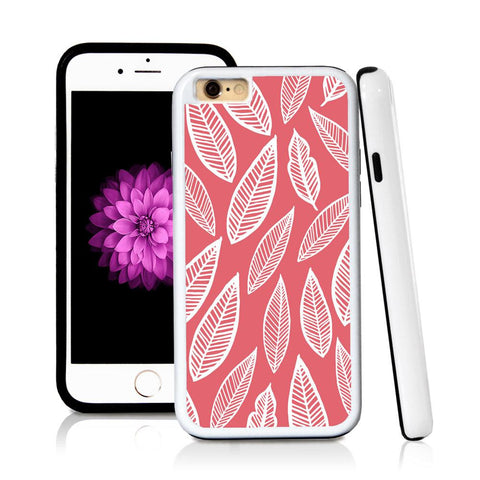 iPhone 6 case Leaves illustration pattern in Pink with hard plastic & rubber protective cover