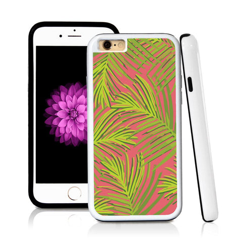 iPhone 6 case Palm leaves green in Pink with hard plastic & rubber protective cover