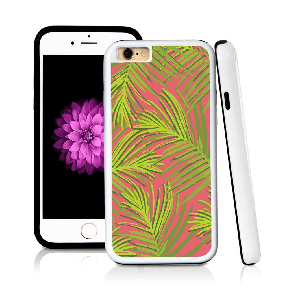 iPhone 6 case Palm leaves green in Pink with hard plastic and rubber protective cover