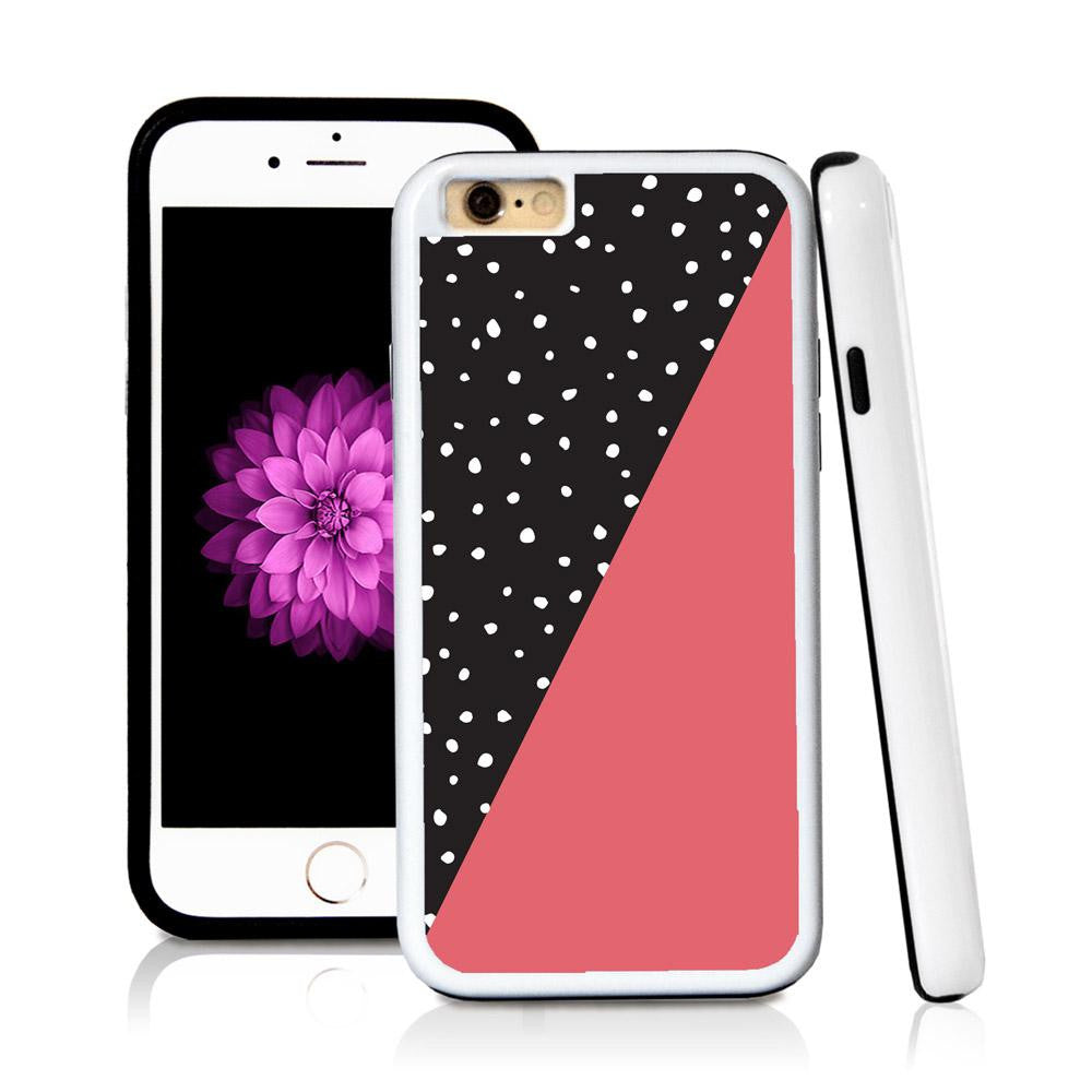 iPhone 6 case Split screen polka dot black in Pink with hard plastic & rubber protective cover