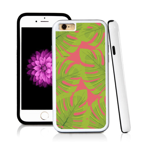 iPhone 6 case Tropical leaves green wide in Pink with hard plastic & rubber protective cover