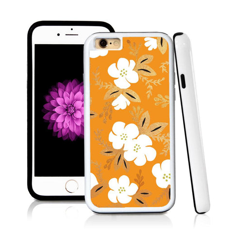 iPhone 6 case Botanical flowers gold white cute in Orange with hard plastic & rubber protective cover