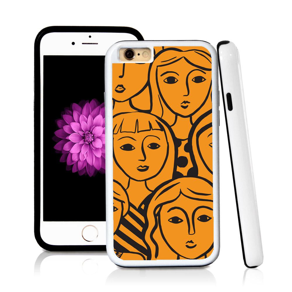 iPhone 6 case Face illustrations in Orange with hard plastic and rubber protective cover