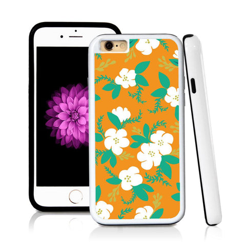 iPhone 6 case Flower cartoony painted green in Orange with hard plastic & rubber protective cover