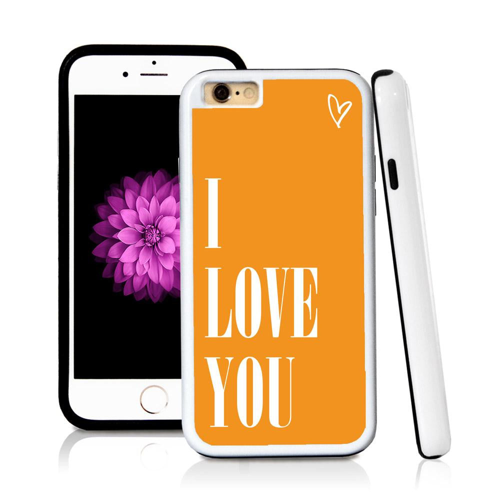 iPhone 6 case I love you in Orange with hard plastic & rubber protective cover