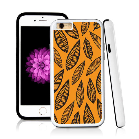 iPhone 6 case Leaves illustration pattern in Orange with hard plastic and rubber protective cover