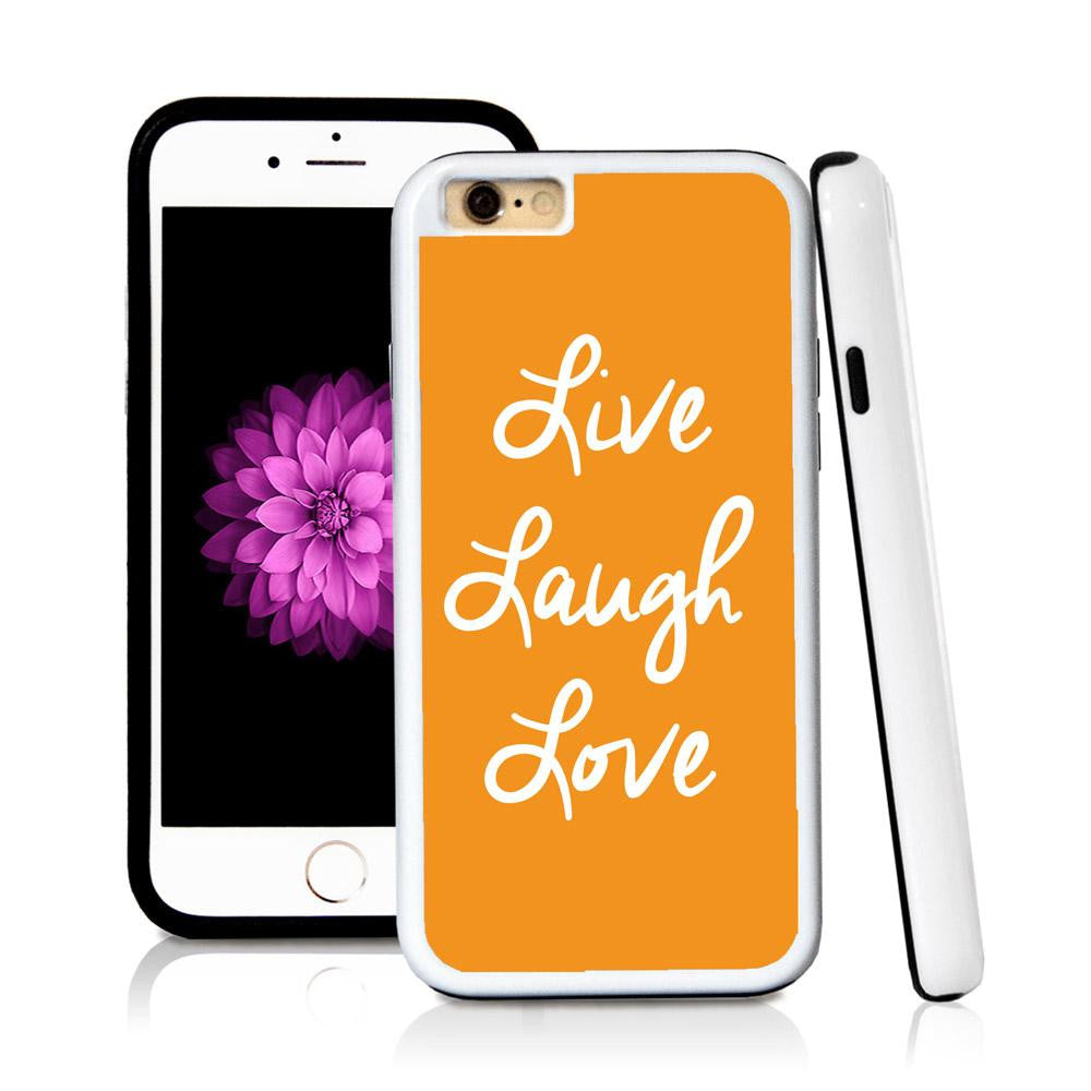 iPhone 6 case Live laugh love in Orange with hard plastic & rubber protective cover