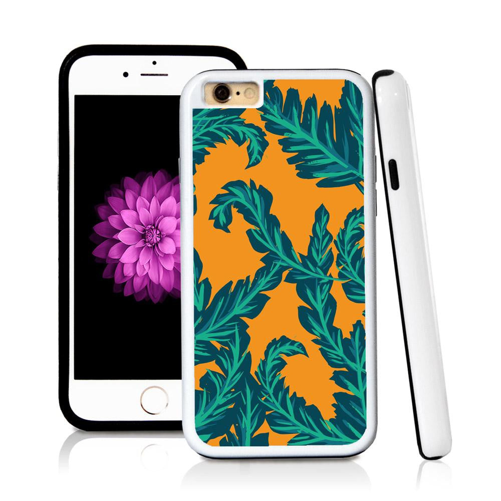 iPhone 6 case Palm leaves turquoise in Orange with hard plastic & rubber protective cover