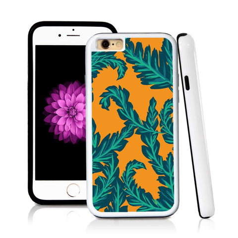 iPhone 6 case Palm leaves turquoise in Orange with hard plastic and rubber protective cover