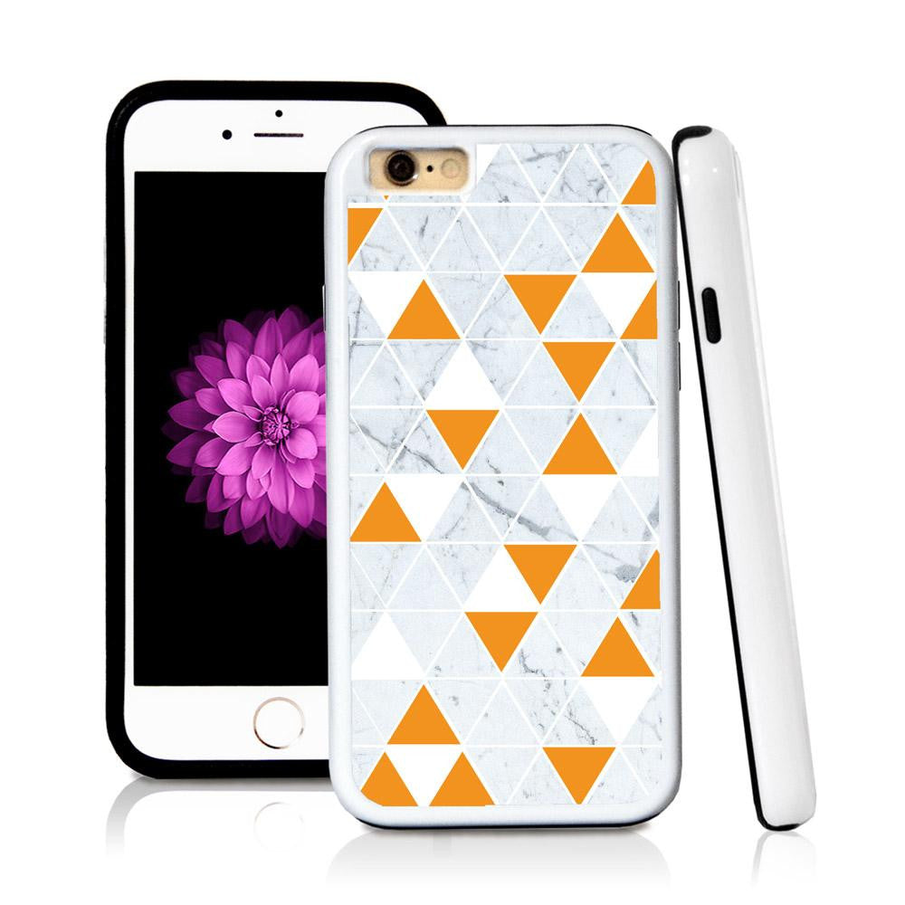 iPhone 6 case Triangle grid pattern white marble in Orange with hard plastic & rubber protective cover