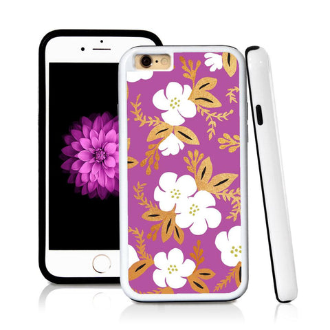 iPhone 6 case Botanical flowers gold white cute in Purple with hard plastic & rubber protective cover