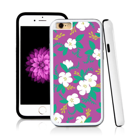 iPhone 6 case Flower cartoony painted green in Purple with hard plastic & rubber protective cover