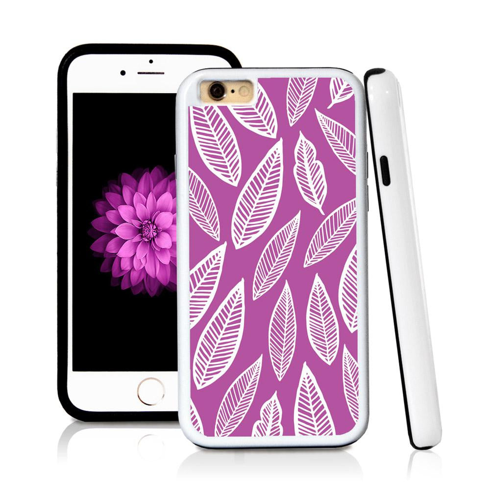 iPhone 6 case Leaves illustration pattern in Purple with hard plastic & rubber protective cover