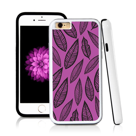 iPhone 6 case Leaves illustration pattern in Purple with hard plastic and rubber protective cover