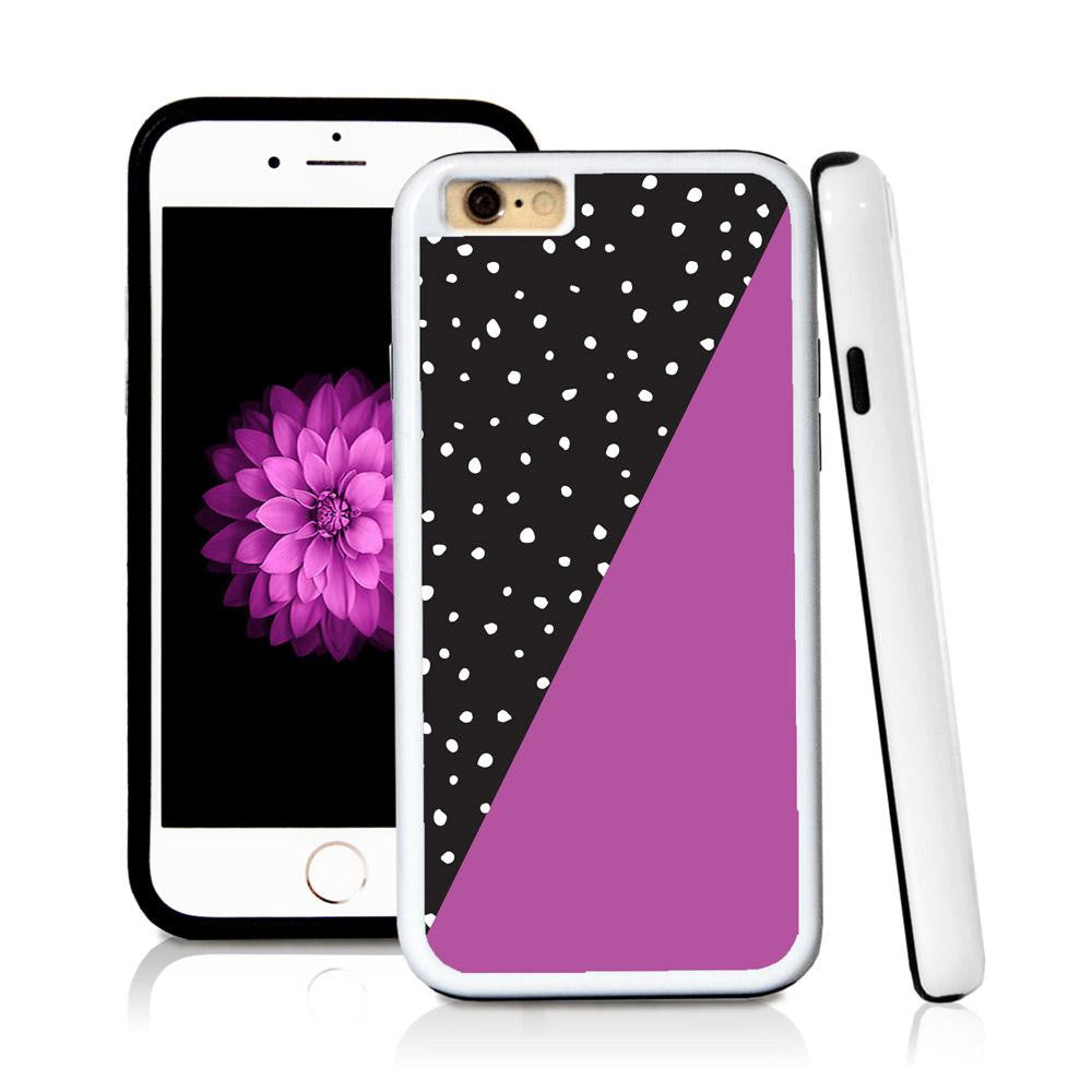 iPhone 6 case Split screen polka dot black in Purple with hard plastic & rubber protective cover