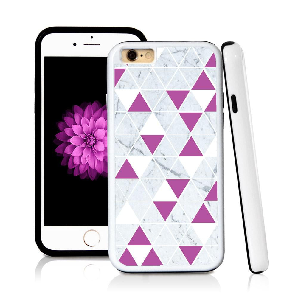 iPhone 6 case Triangle grid pattern white marble in Purple with hard plastic & rubber protective cover