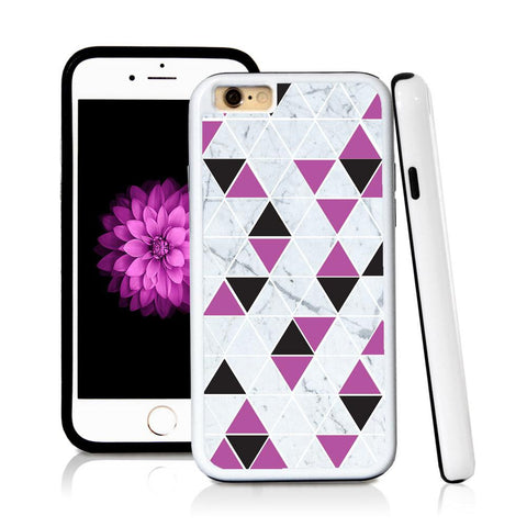 iPhone 6 case Triangle grid pattern white marble in Purple with hard plastic and rubber protective cover