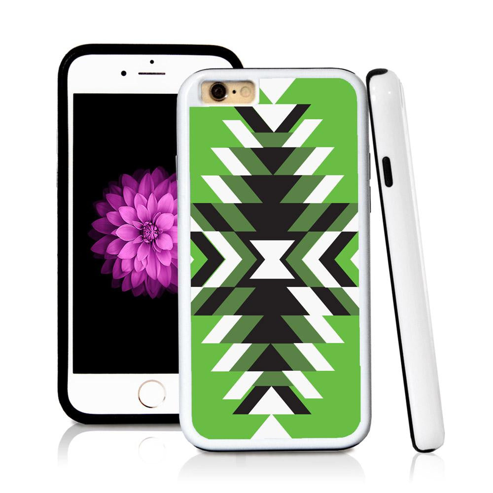 iPhone 6 case Aztec sunrays from middle in Green with hard plastic & rubber protective cover