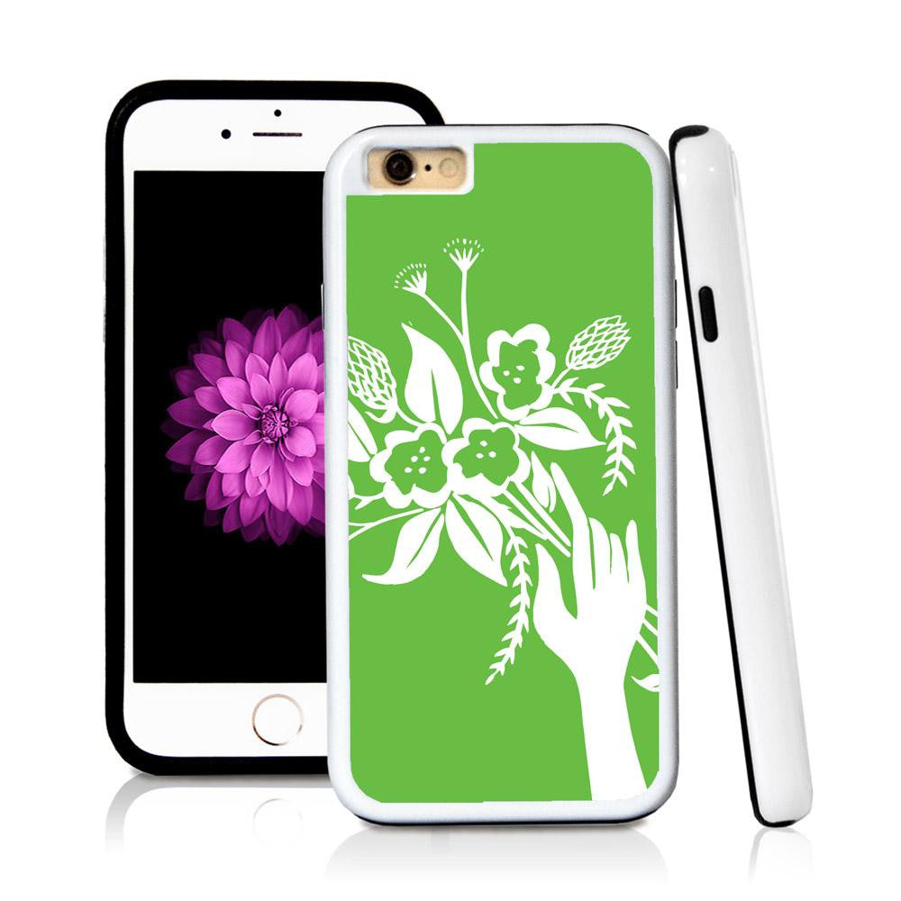 iPhone 6 case Boquette illustration in Green with hard plastic & rubber protective cover