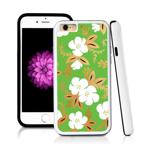 iPhone 6 case Botanical flowers gold white cute in Green with hard plastic & rubber protective cover