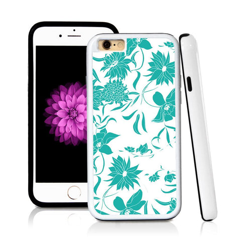 iPhone 6 case Botanical flowers in Turquoise Texture with hard plastic & rubber protective cover